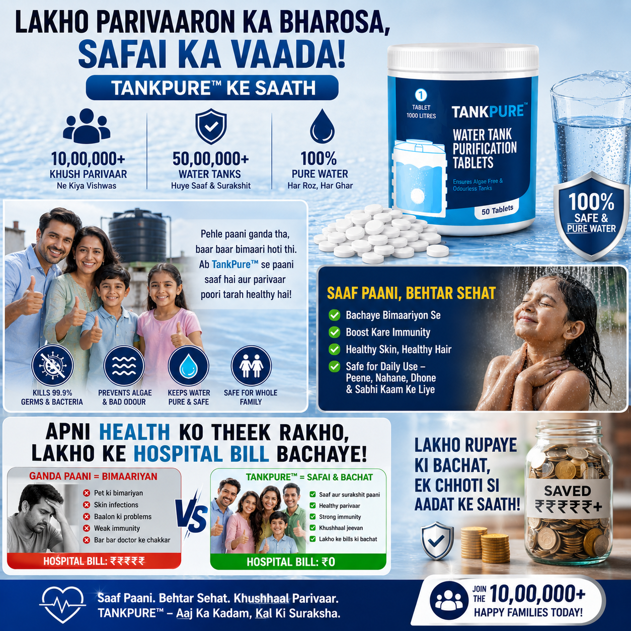TANKPURE Water Tank Purification Tablets (50 Tablets)