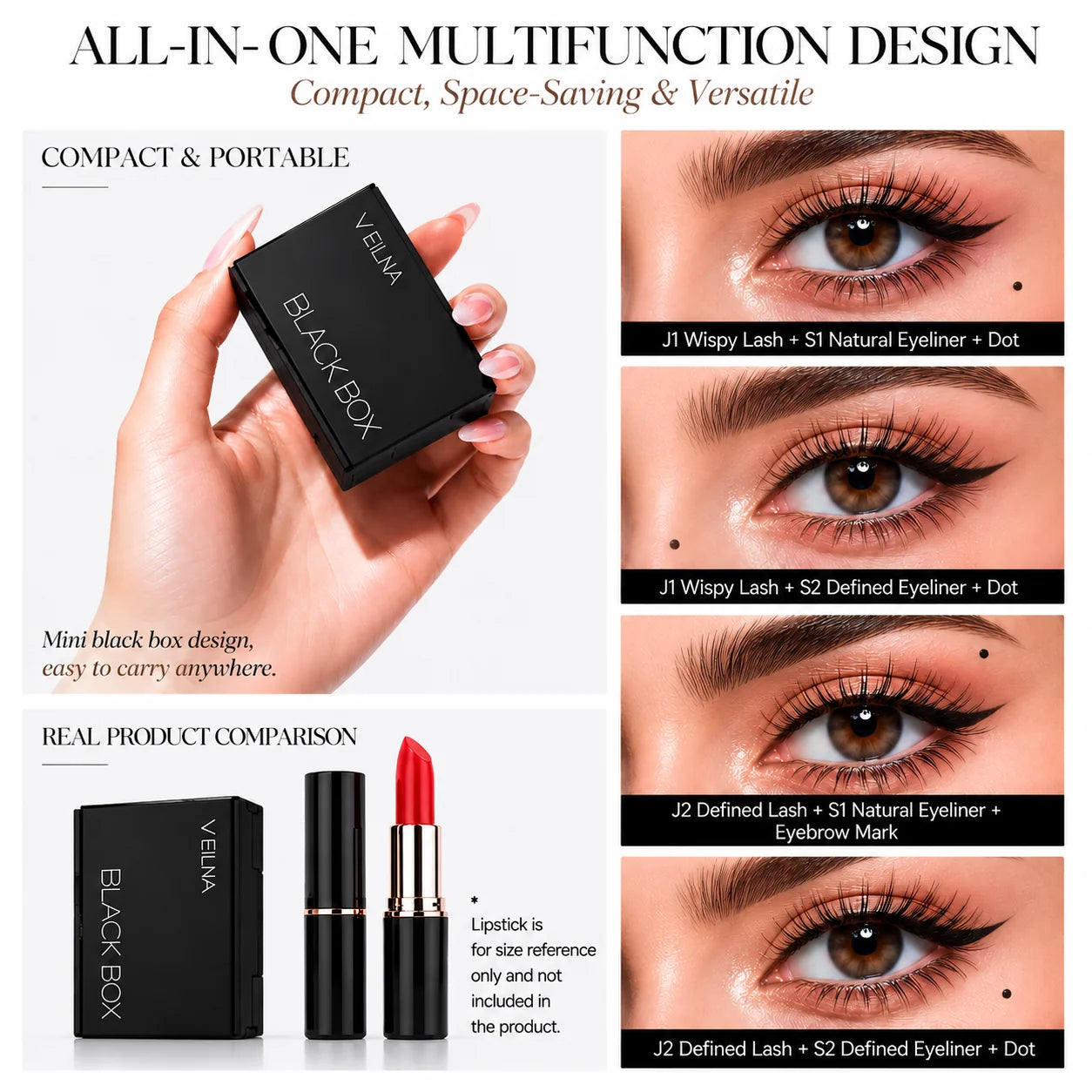 VEILNA™ BLACK BOX - Magnetic Eyelash & Eyeliner Stamp Kit