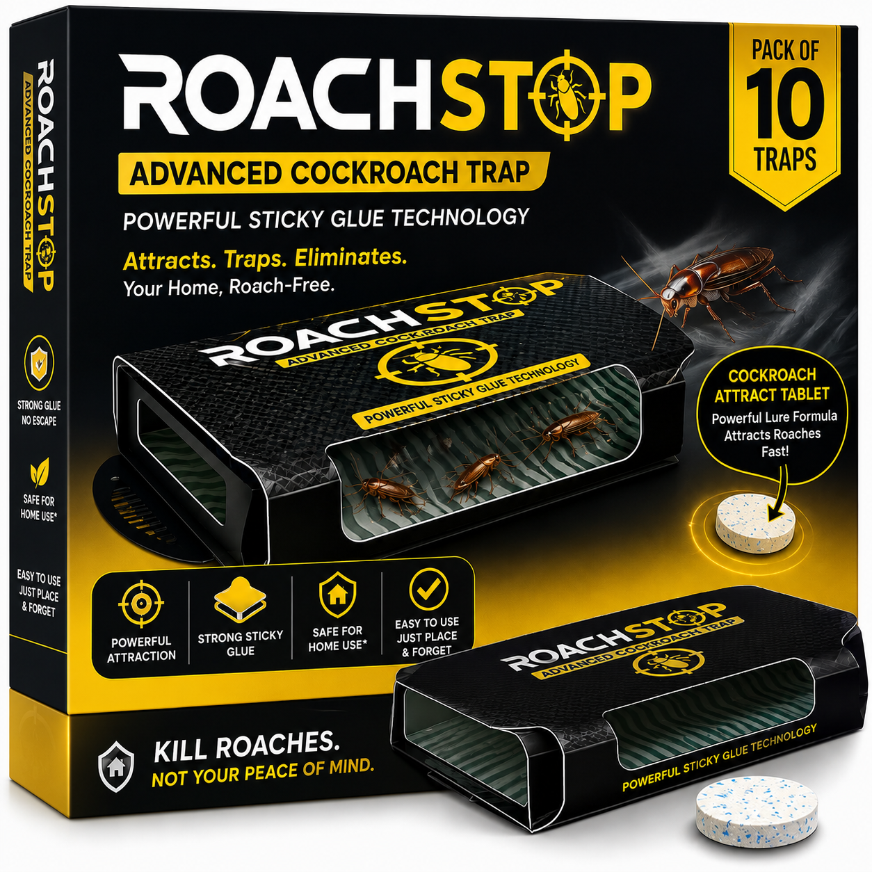 ROACHSTOP™ Advanced Cockroach Trap (Pack of 5/10/15)