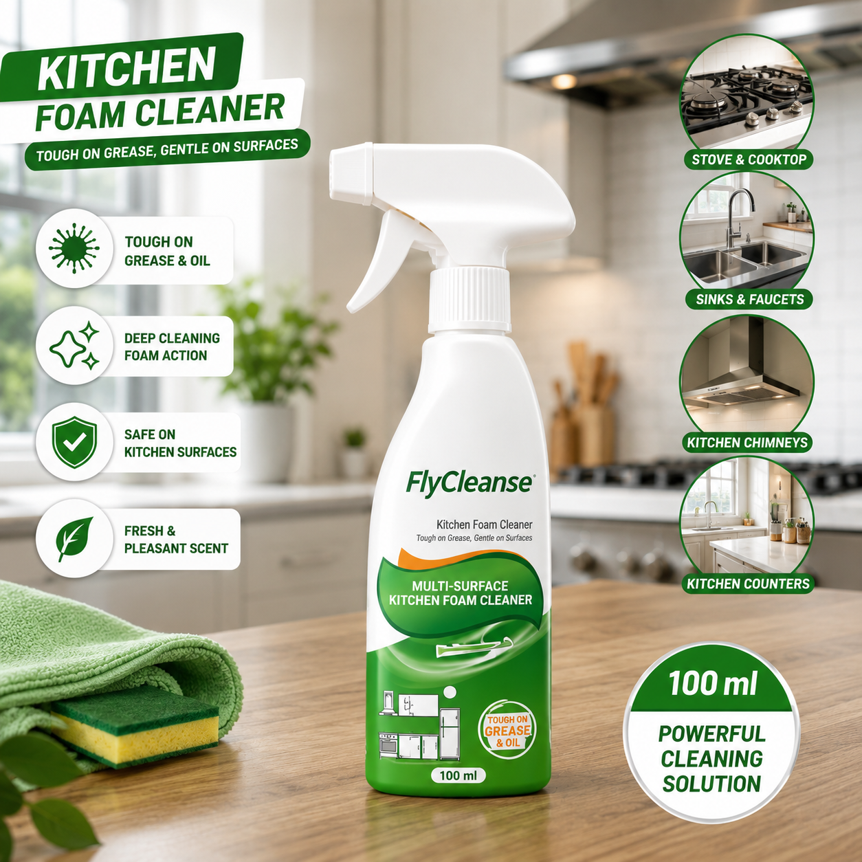 FlyCleanse™ | Kitchen Foam Cleaner (Pack of 4)