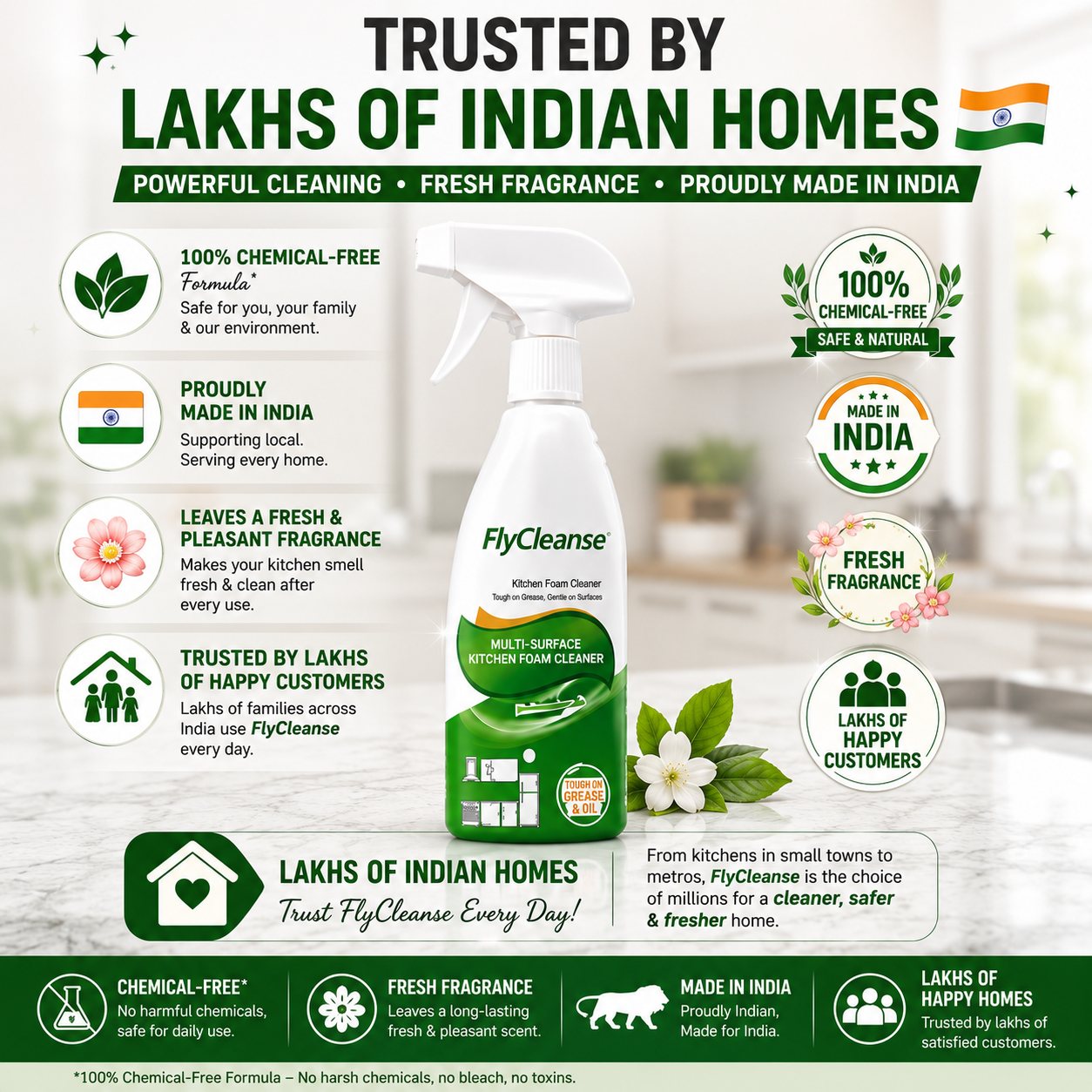 FlyCleanse™ | Kitchen Foam Cleaner (Pack of 4)