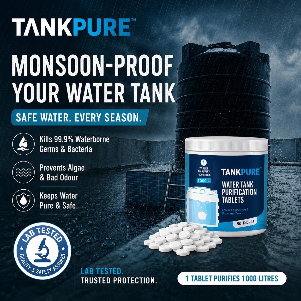 TANKPURE Water Tank Purification Tablets (50 Tablets)