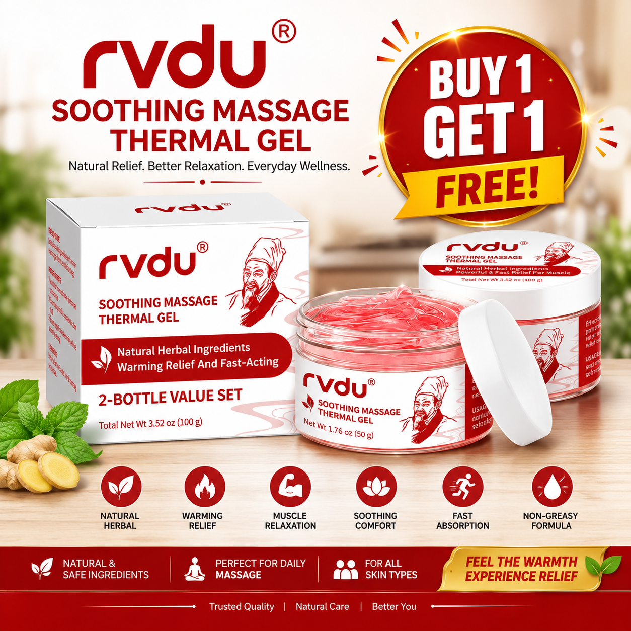 RVDU Joint Pain Relief Gel | For Neck, Back, knee, Joints (Pack of 2)