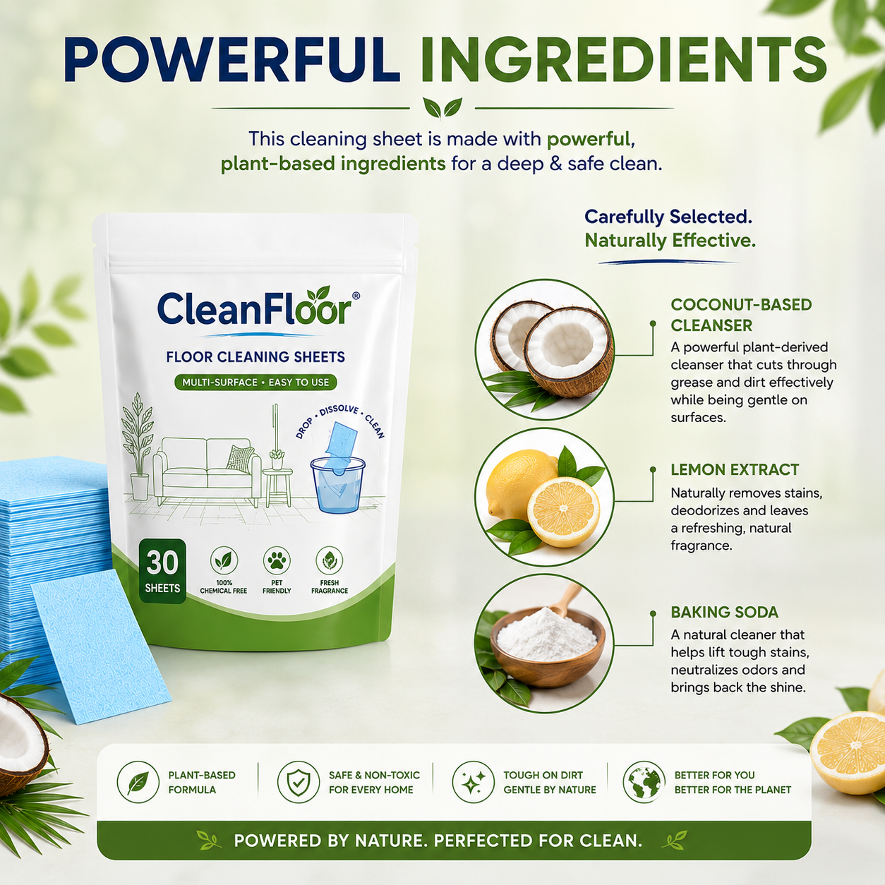 CleanFloor Floor Cleaning Sheets (Pack of 30/60/90)