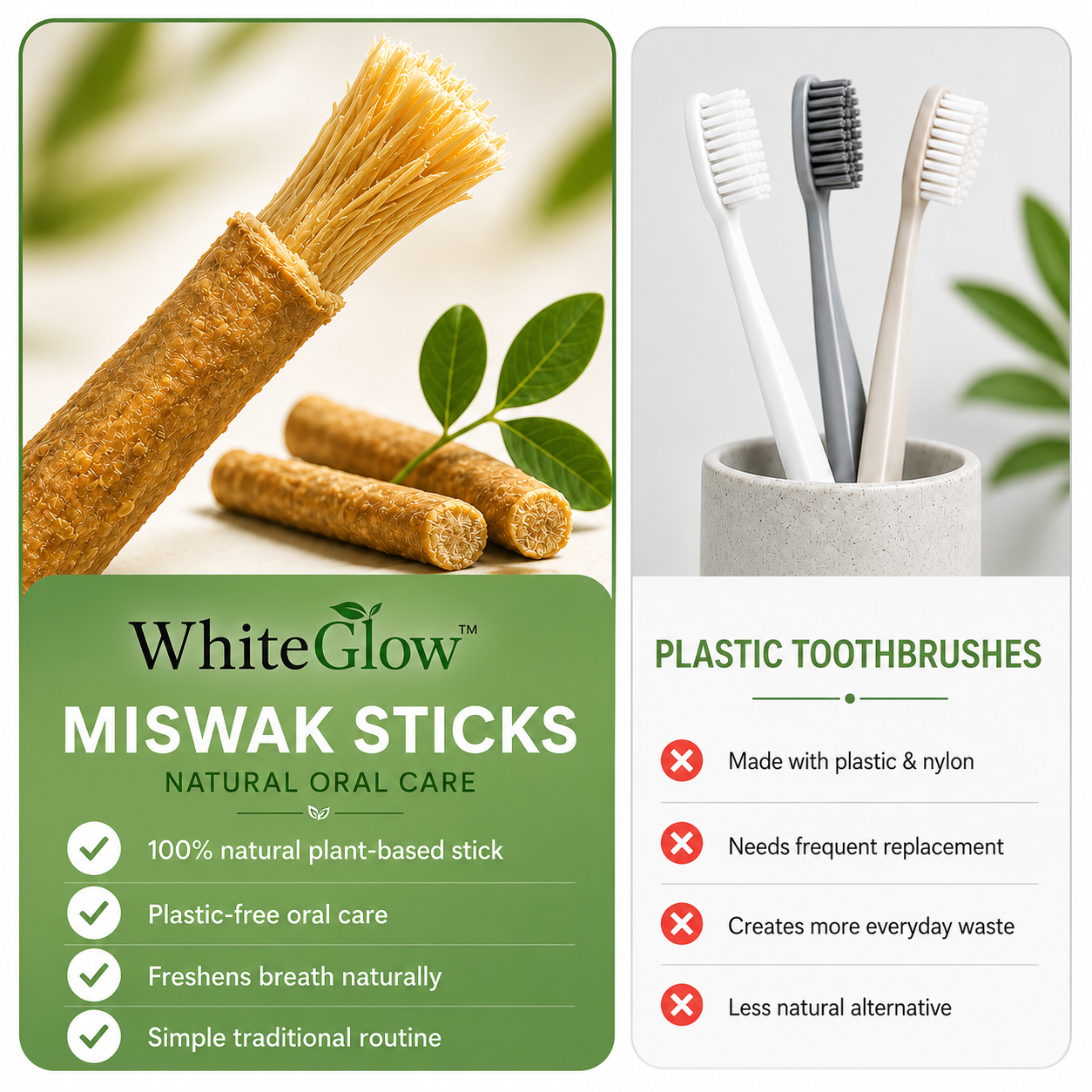 WhiteGlow™ Teeth Whitening Miswak Sticks (Pack of 10/20/30)