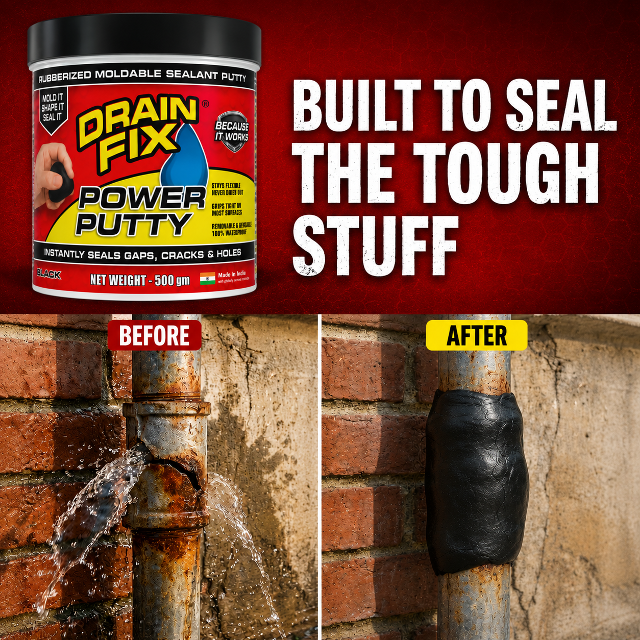 Drain Fix™ Power Putty – Instant Waterproof Sealant for Leaks, Cracks & Repairs