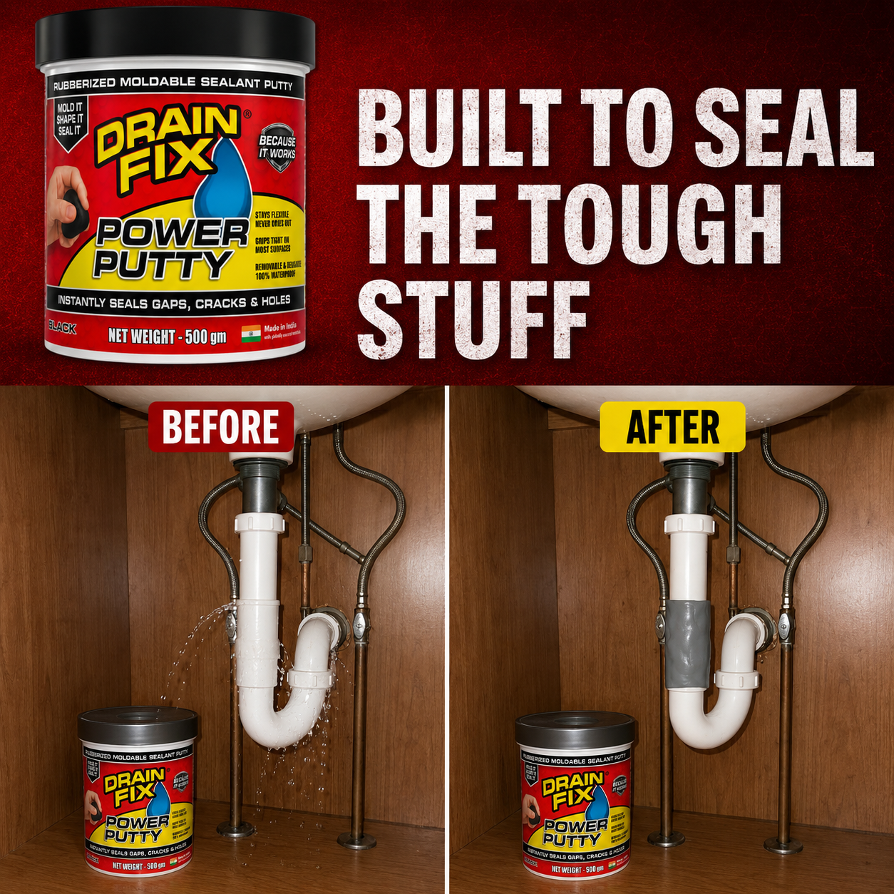 Drain Fix™ Power Putty – Instant Waterproof Sealant for Leaks, Cracks & Repairs