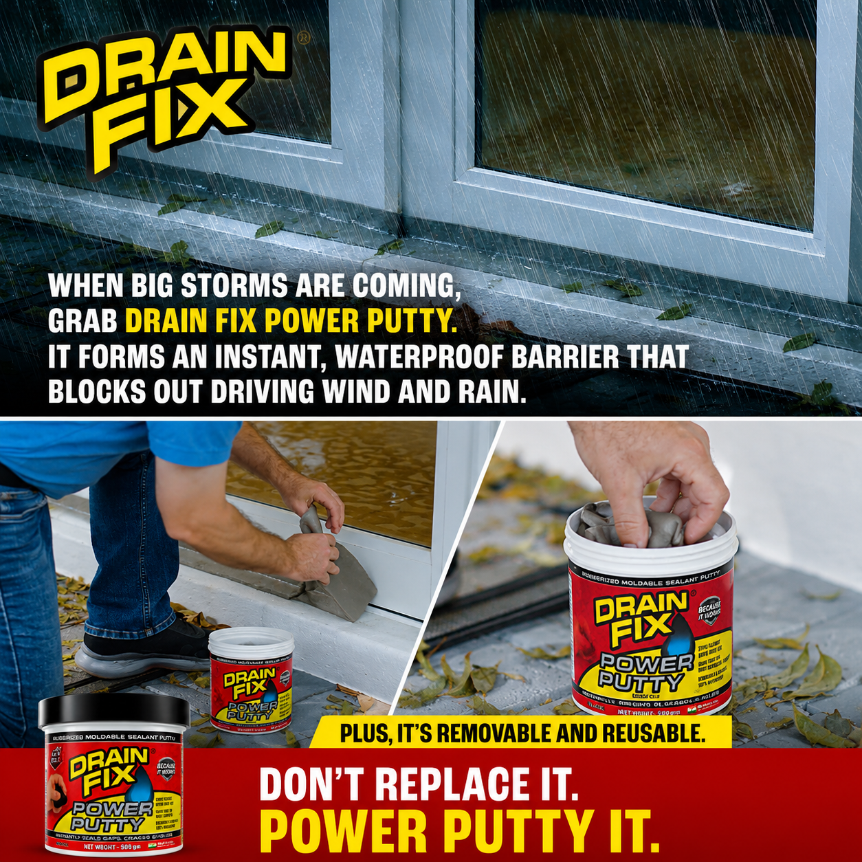 Drain Fix™ Power Putty – Instant Waterproof Sealant for Leaks, Cracks & Repairs